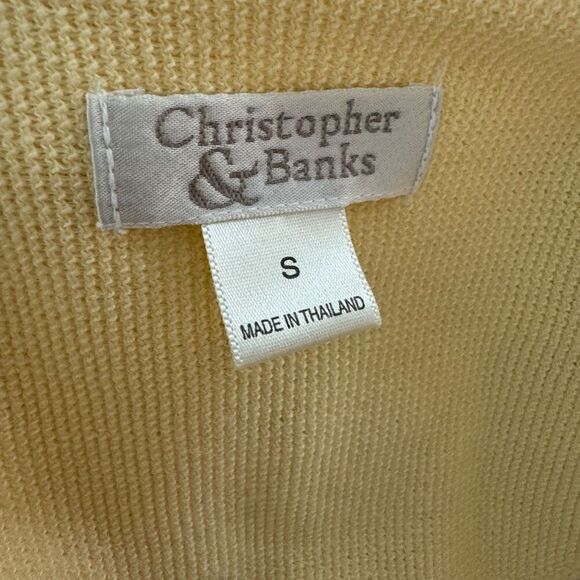 New Christopher & Banks Yellow Embroidered Citric Fruits Cardigan Sweater Size S - Picture 6 of 9